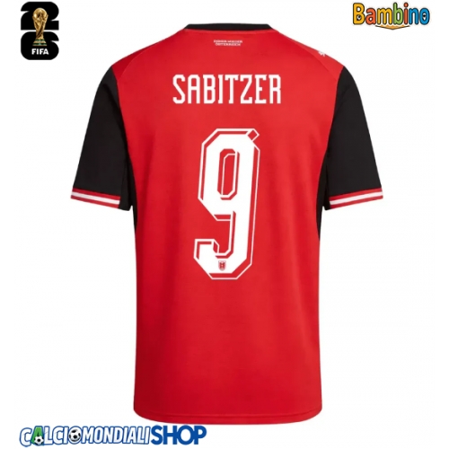 Maglie da calcio Austria Marcel Sabitzer #9 Prima Maglia Bambino Mondiali 2026  Manica Corta + Pantaloni corti)